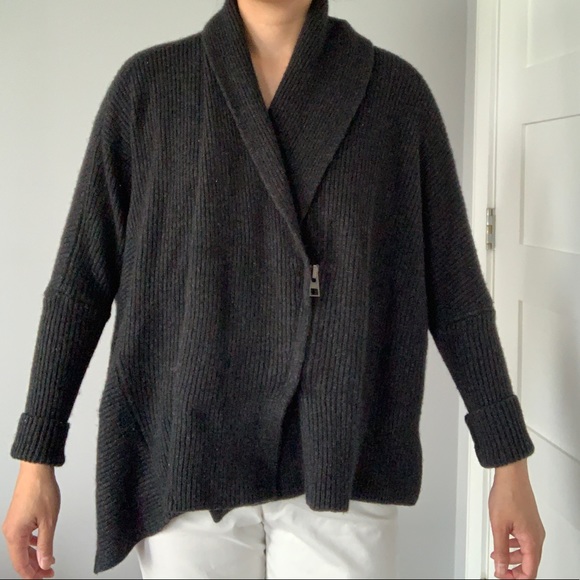 All Saints Knit Rib Oversized Assymmetrical Cardi - Picture 2 of 14